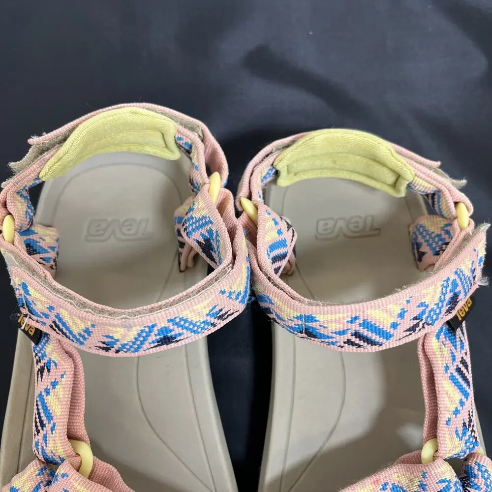 Teva Men's Hurricane Sandals Size 5 Tan with Pink Multi Color Straps 1019390Y